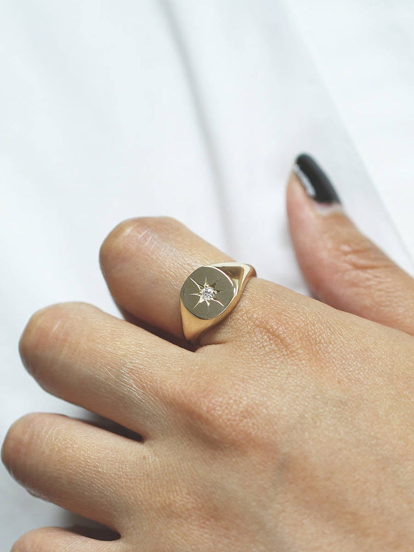 Picture of polaris signet ring diamond signet ring