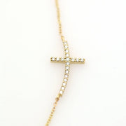 Picture of sideways diamond cross necklace diamond