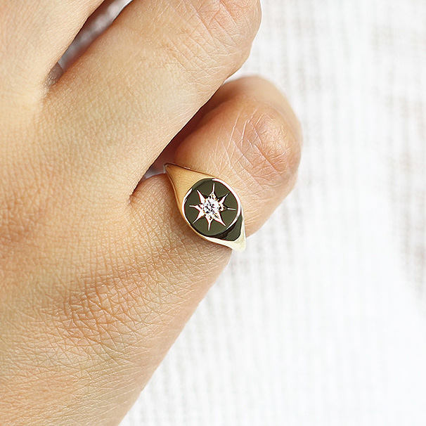 Picture of polaris signet ring diamond signet ring 1