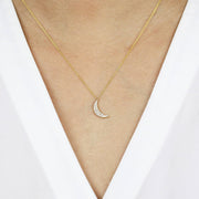 Picture of diamond necklace 14k solid gold moon
