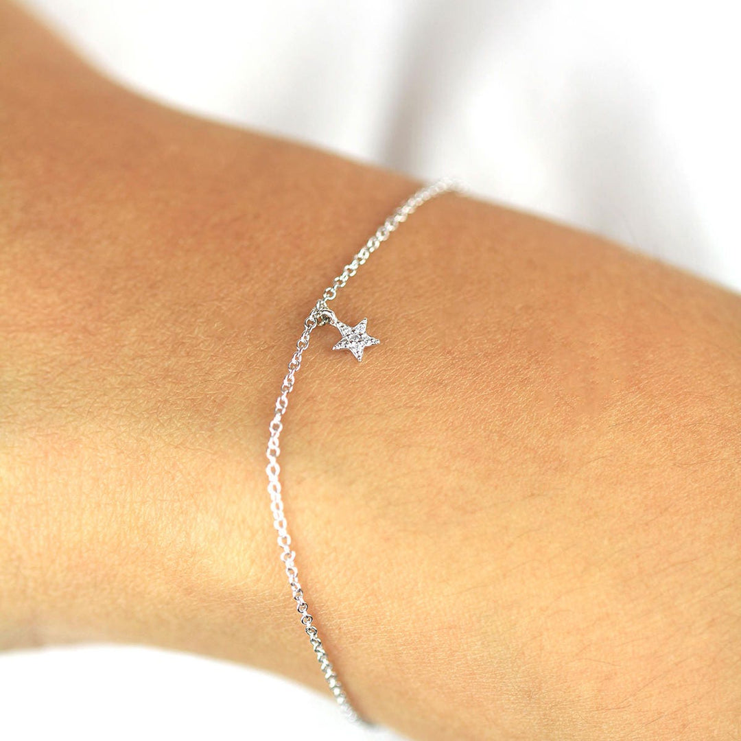 Picture of star charm diamond bracelet 14k solid