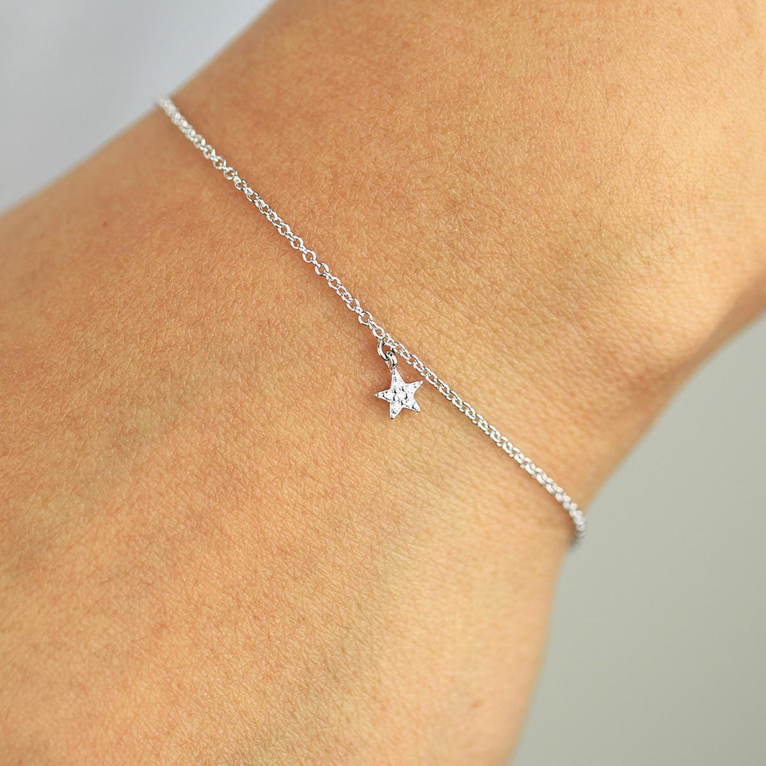 Picture of star charm diamond bracelet 14k solid