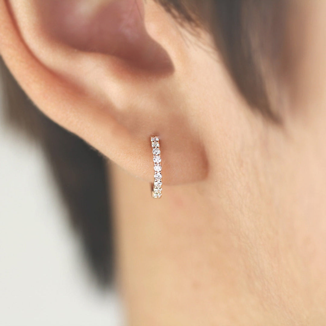 Picture of diamond huggie earrings 11mm diamond