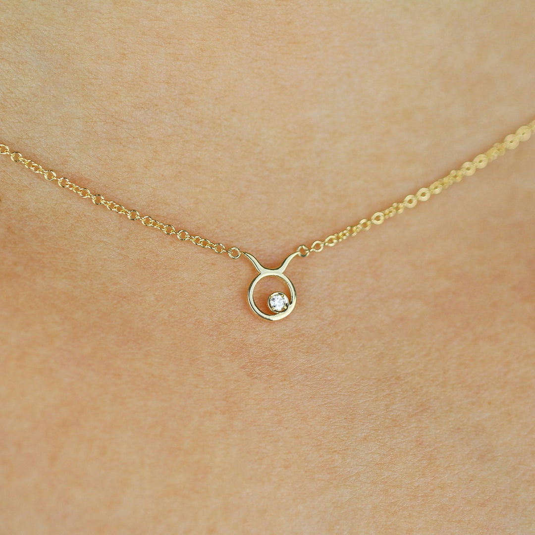 Picture of taurus zodiac sign diamond necklace