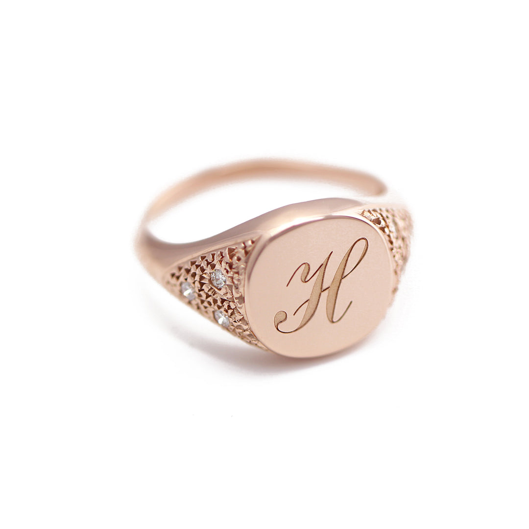 Picture of initial signet ring monogram initial