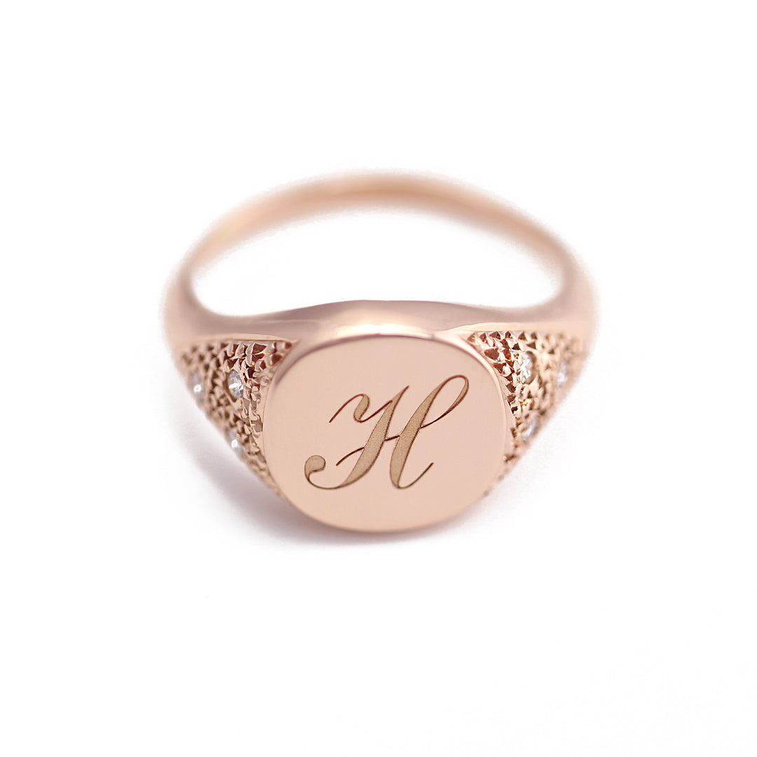 Picture of initial signet ring monogram initial