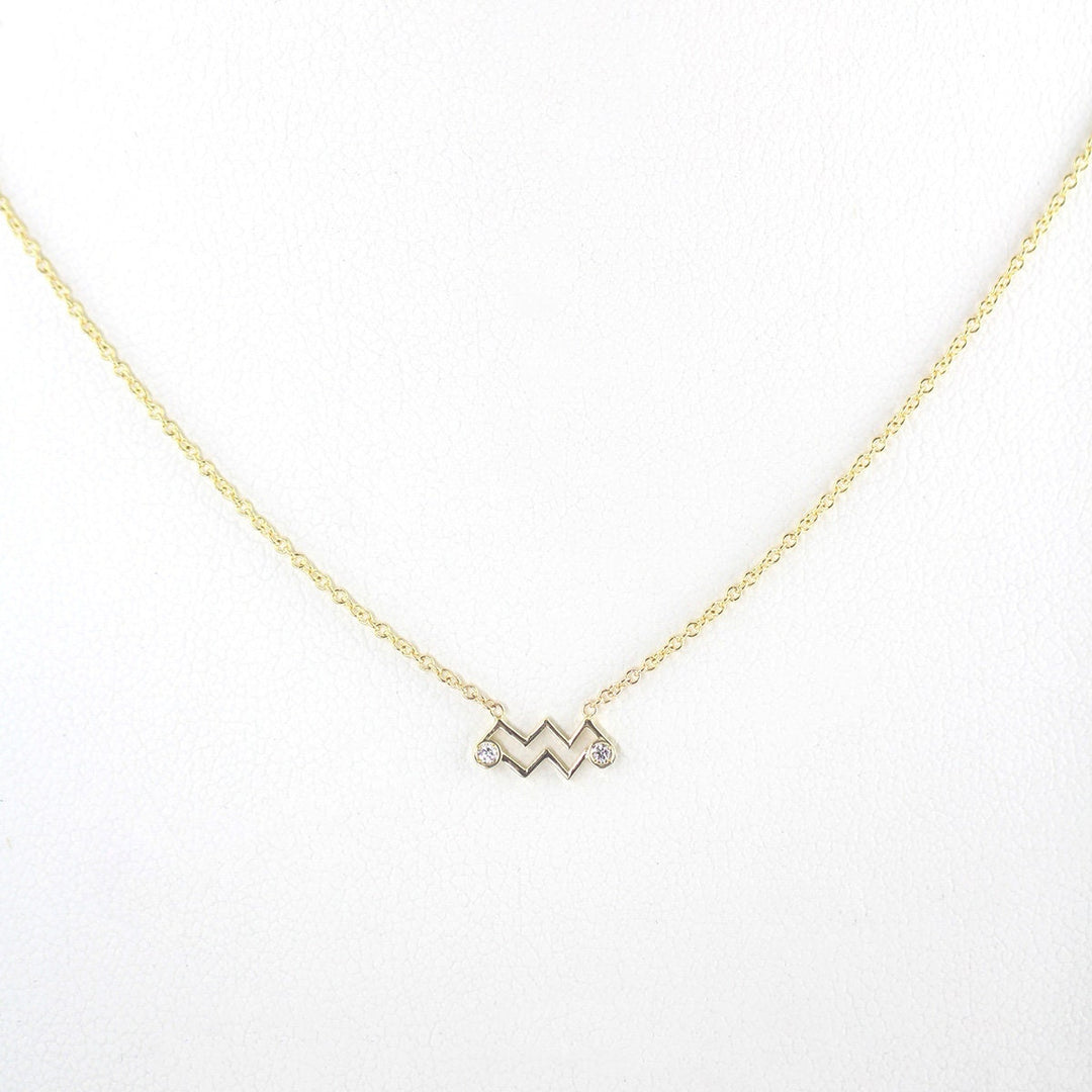 Picture of aquarius zodiac sign diamond necklace