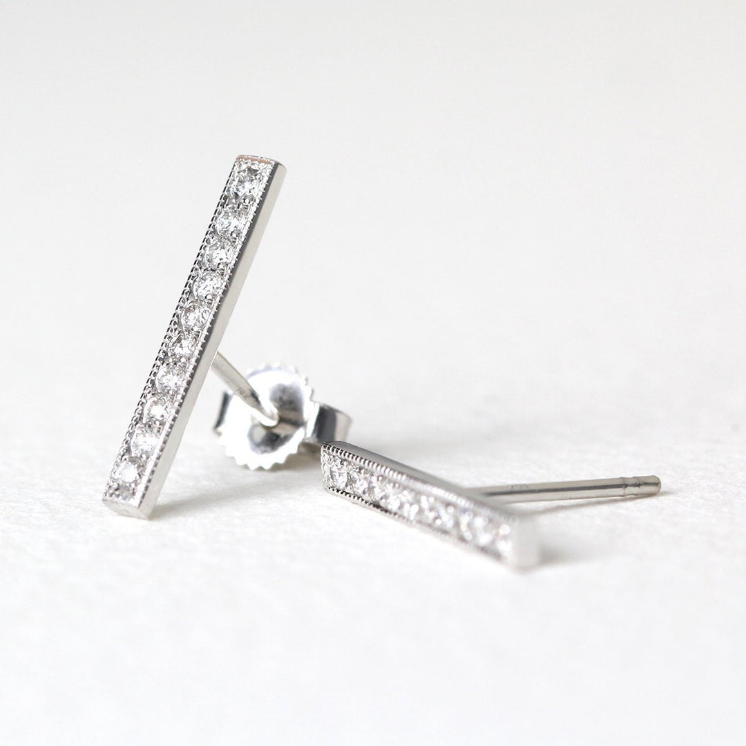 Picture of diamond bar earrings long bar diamond