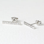 Load image into Gallery viewer, Picture of diamond bar earrings long bar diamond
