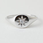 Load image into Gallery viewer, Picture of polaris signet ring diamond signet ring 1
