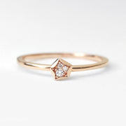 Picture of 14k solid gold star diamond ring triple
