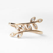 Picture of twist leaf unique diamond ring 14k solid