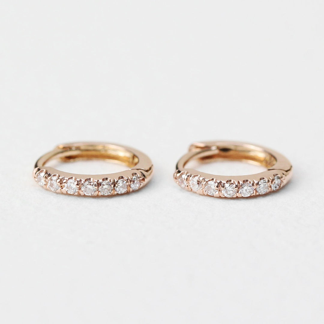 Picture of diamond huggie earrings 9mm diamond hoop