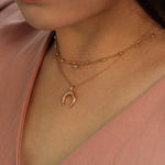 Load image into Gallery viewer, Picture of horn necklace double horn necklace 14k
