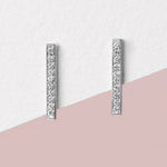 Load image into Gallery viewer, Picture of diamond bar earrings long bar diamond
