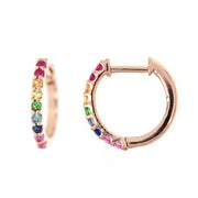 Picture of 11mm rainbow sapphire huggie earrings
