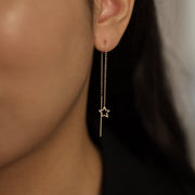 Picture of 14k solid gold star earrings star drop