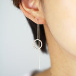 Load image into Gallery viewer, Picture of 14k solid gold circle dangle drop
