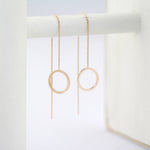 Load image into Gallery viewer, Picture of 14k solid gold circle dangle drop
