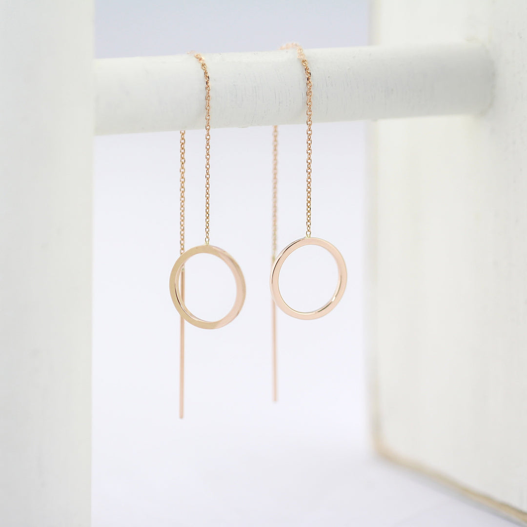 Picture of 14k solid gold circle dangle drop