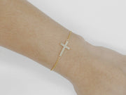 Picture of 14k solid gold cross charm bracelet