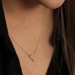 Load image into Gallery viewer, Picture of triangle pendant necklace 14k solid gold
