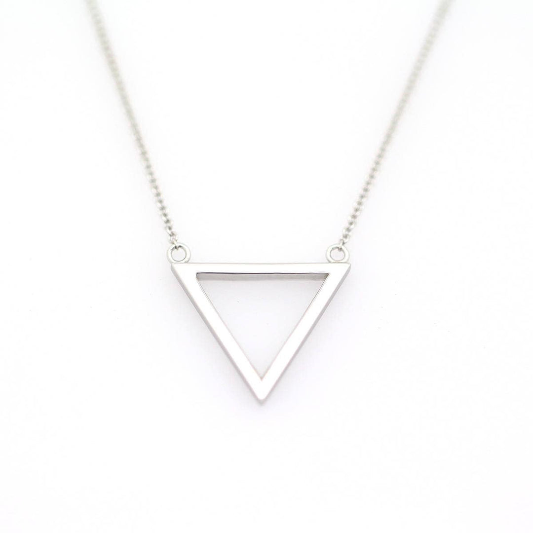 Picture of triangle pendant necklace 14k solid gold