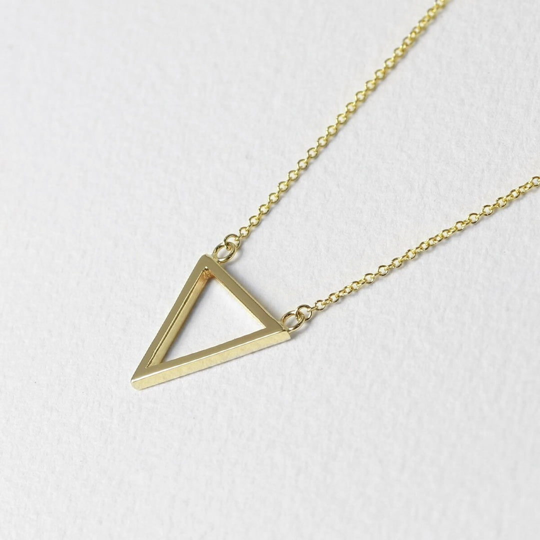 Picture of triangle pendant necklace 14k solid gold