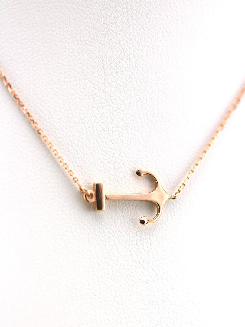 Picture of 14k solid gold anchor pendant necklace