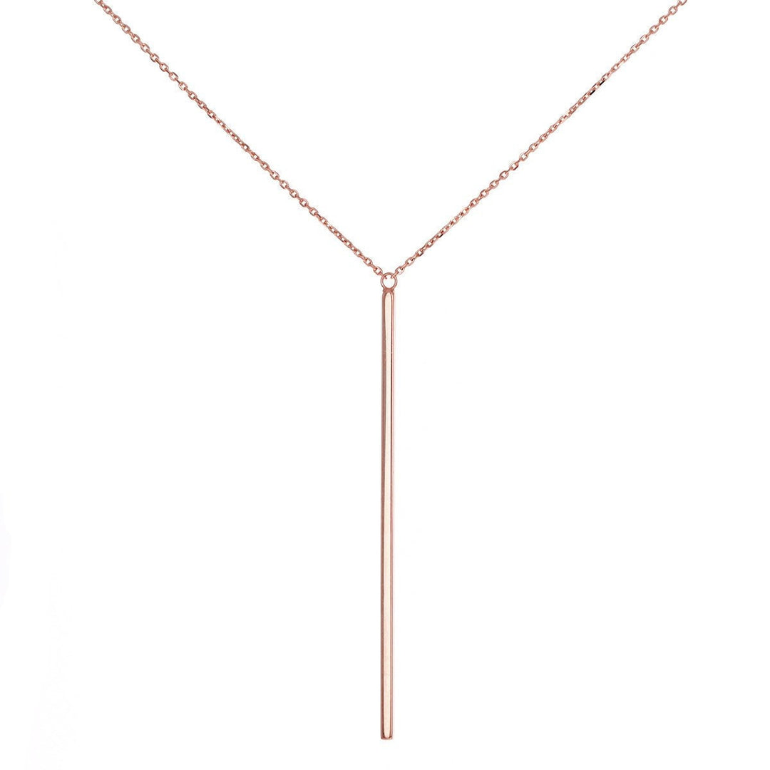 Picture of 14k gold bar pendant necklace minimalist