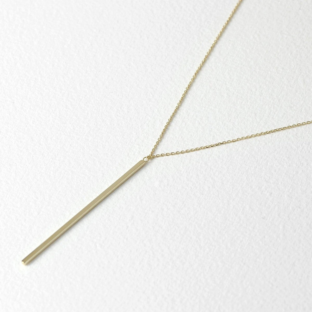 Picture of 14k gold bar pendant necklace minimalist