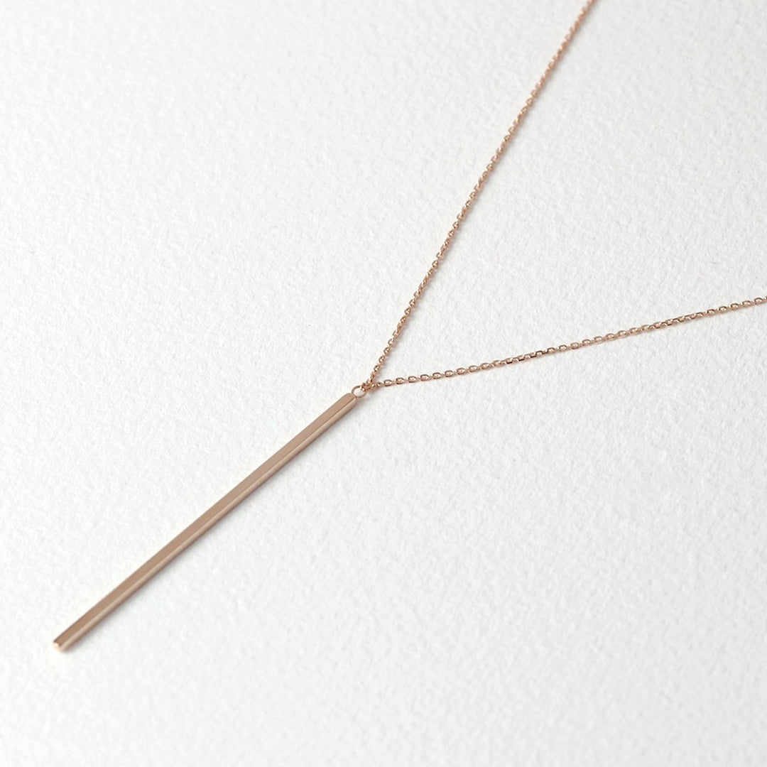 Picture of 14k gold bar pendant necklace minimalist