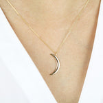 Load image into Gallery viewer, Picture of crescent moon pendant necklace 14k gold
