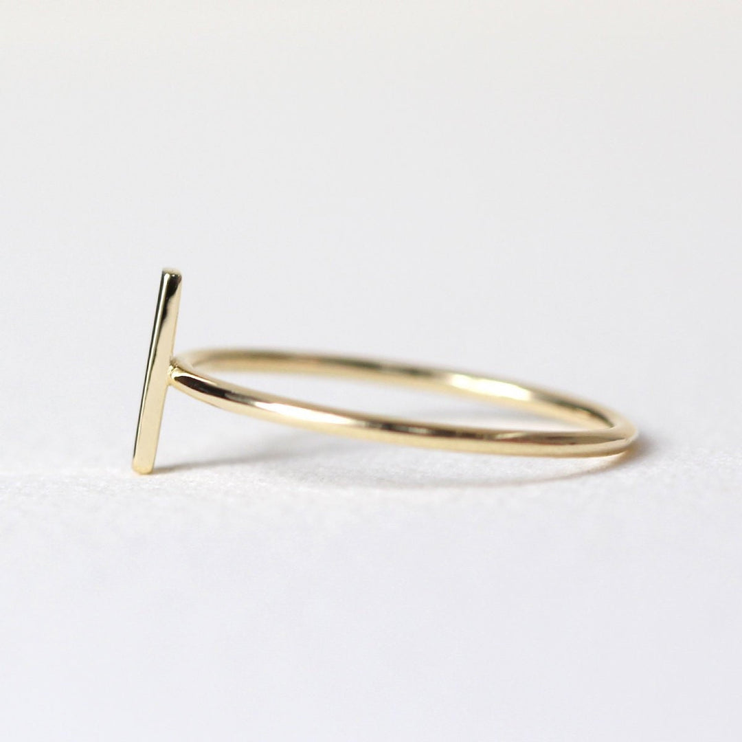 Picture of 14k solid bar ring 14k gold ring