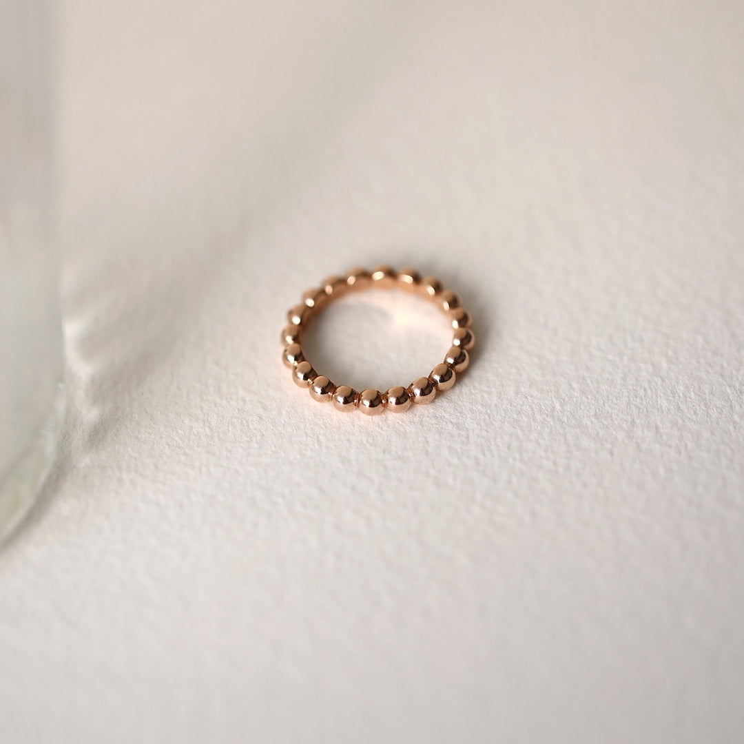 Picture of 14k gold bead ring 14k wedding band bead