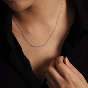 Picture of diamond necklace curved bar diamond