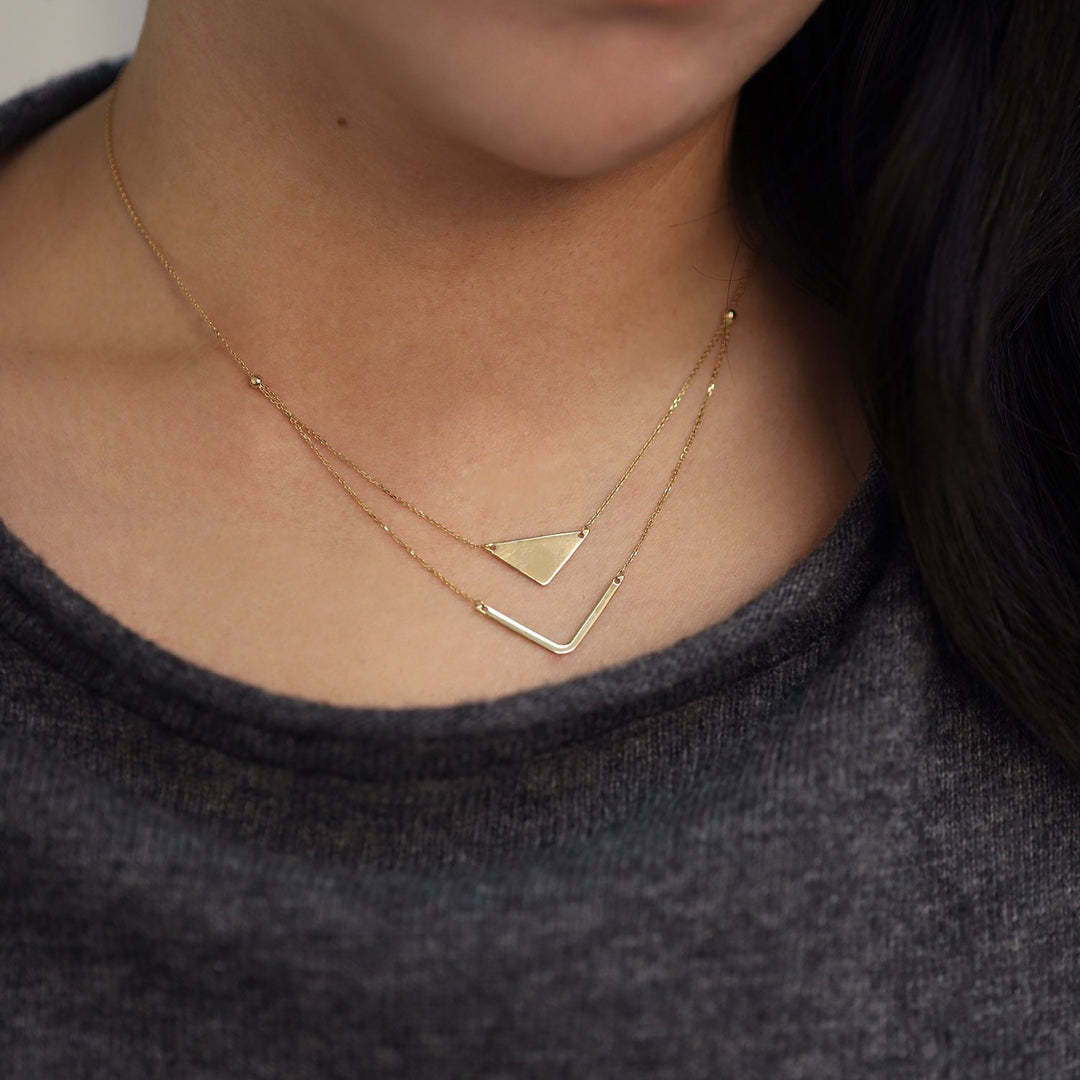 Picture of 14k solid gold geometric layered