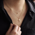 Load image into Gallery viewer, Picture of gold cross necklace 14k gold cross
