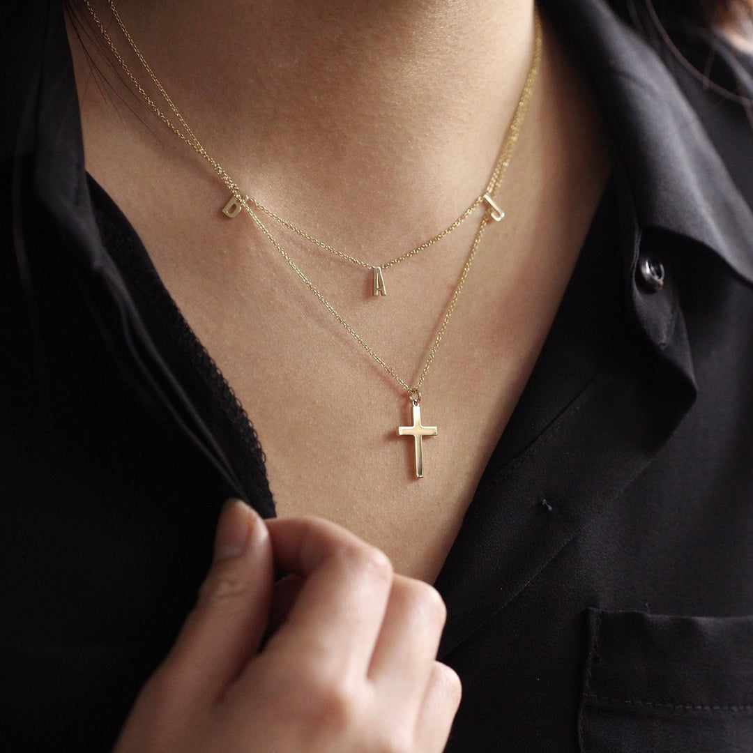 Picture of gold cross necklace 14k gold cross