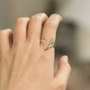 Picture of unique gold ring 14k solid gold ring v