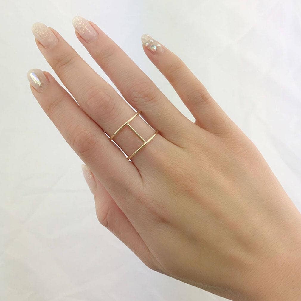 Solid 14K Gold H Ring by Minimal Allure