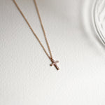 Load image into Gallery viewer, Picture of dainty diamond cross necklace minimalist
