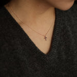 Load image into Gallery viewer, Picture of dainty diamond cross necklace minimalist
