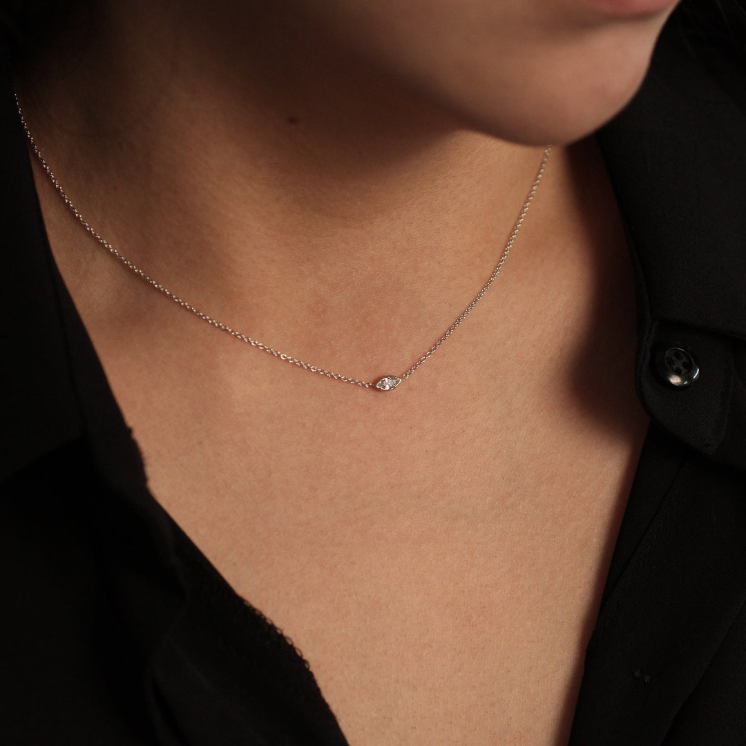 Picture of marquise diamond solitaire necklace