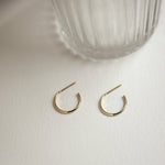 Load image into Gallery viewer, Picture of open hoops solid gold earrings gold hoop
