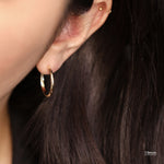 Load image into Gallery viewer, Picture of open hoops solid gold earrings gold hoop
