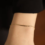 Load image into Gallery viewer, Picture of bar bracelet thin gold bar bracelet 14k
