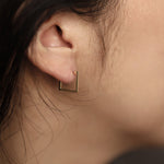 Load image into Gallery viewer, Picture of square huggie earrings 12mm hoop
