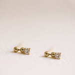 Load image into Gallery viewer, Picture of dainty diamond dangle earrings 14k 18k
