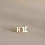 Load image into Gallery viewer, Picture of initial studs monogram stud solid gold 1
